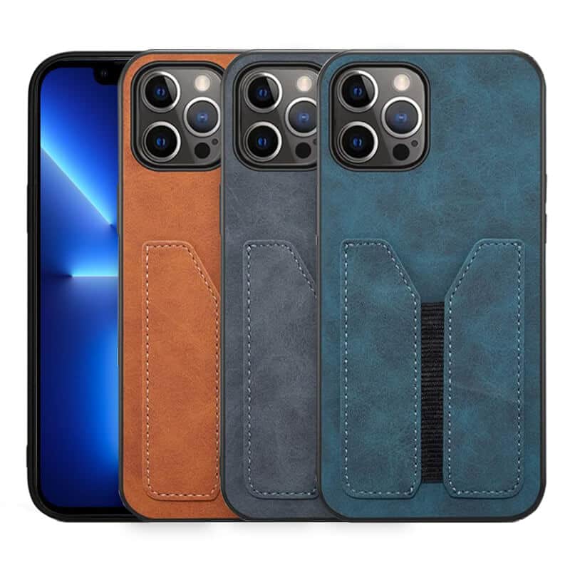 Denior For Apple iPhone 13 Pro 13 Pro Max 13 Mini Leather Case with Elastic Wallet Card Holder Slot Pocket Cover