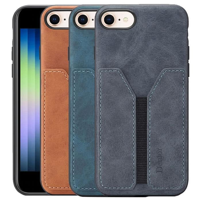 Denior For Apple iPhone SE 2022202087 Leather Case with Elastic Wallet Card Holder Slot Pocket Cover