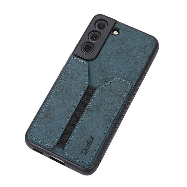 Denior For Samsung Galaxy S22 Leather Case with Elastic Wallet Card Holder Slot Pocket Cover - Blue