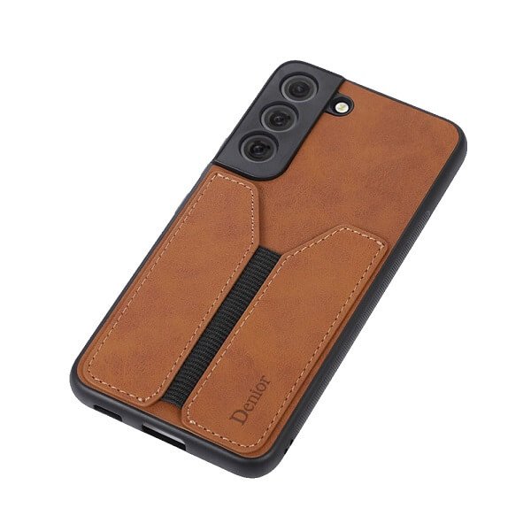 Denior For Samsung Galaxy S22+ S22 Plus Leather Case with Elastic Wallet Card Holder Slot Pocket Cover - Brown