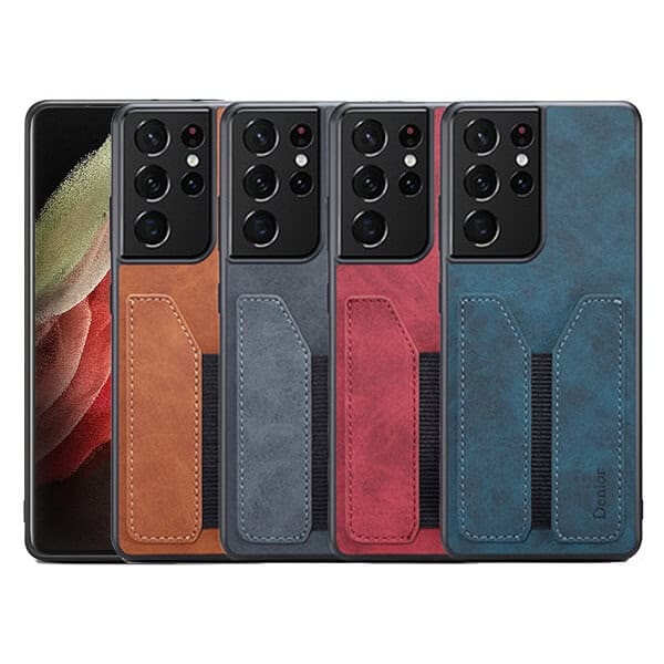 Denior For Samsung Galaxy S22 S22+ S22 Plus S22 Ultra Leather Case with Elastic Wallet Card Holder Slot Pocket Cover