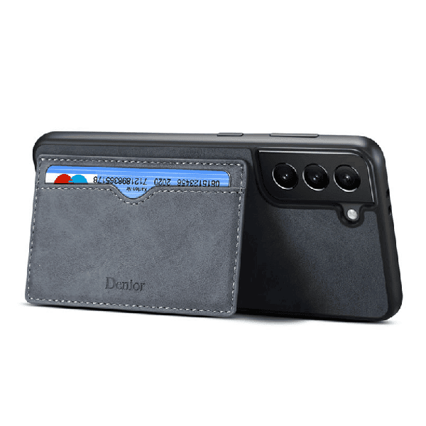 Denior For Samsung Galaxy S23 Leather Case with Elastic Wallet Card Holder Slot Pocket Cover - Grey