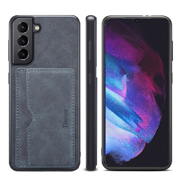 Denior For Samsung Galaxy S23 Leather Case with Elastic Wallet Card Holder Slot Pocket Cover - Grey