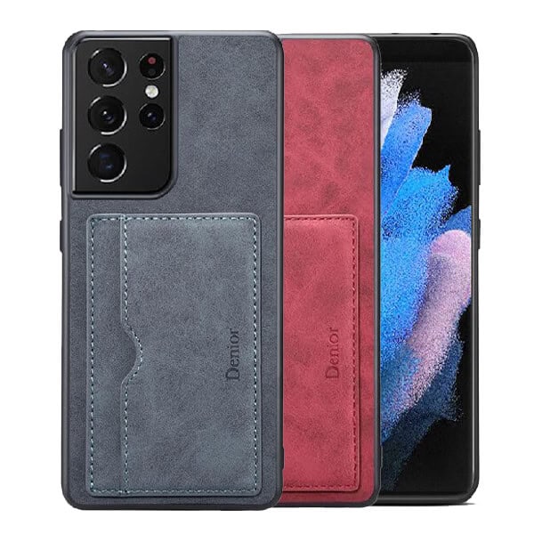 Denior For Samsung Galaxy S23 S23+ S23 Plus S23 Ultra Leather Case with Elastic Wallet Card Holder Slot Pocket Cover