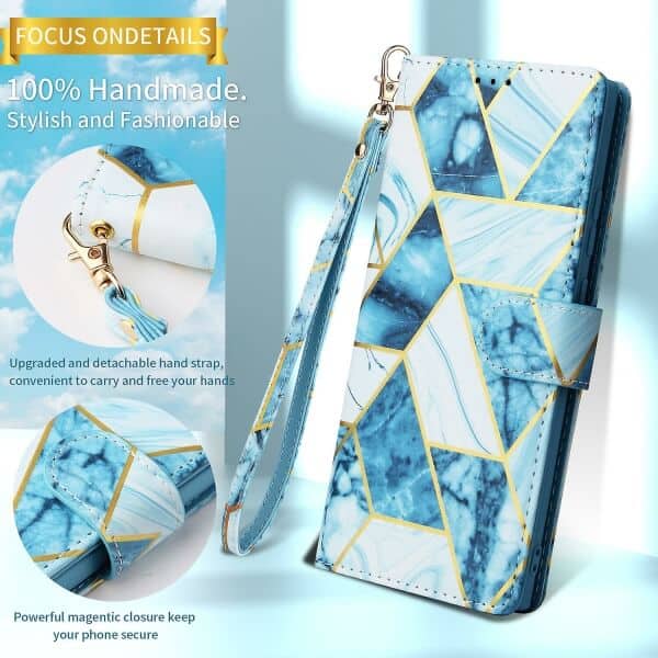 Fashion Design For Apple iPhone 13 Case Marble Painting Pattern With Lanyard Flip Wallet Case Leather Card Slots Stand Cover