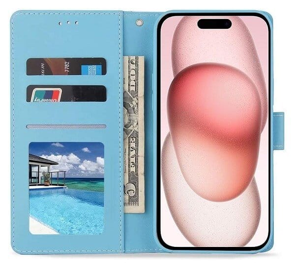 Fashion Design For Apple iPhone 15 Case Marble Painting Pattern With Lanyard Flip Wallet Case Leather Card Slots Stand Cover