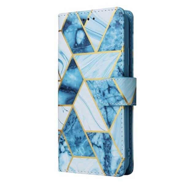 Fashion Design For Apple iPhone XR Case Marble Painting Pattern With Lanyard Flip Wallet Case Leather Card Slots Stand Cover (Blue Gilding)