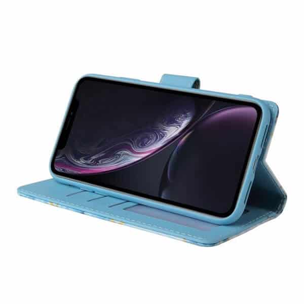 Fashion Design For Apple iPhone XR Case Marble Painting Pattern With Lanyard Flip Wallet Case Leather Card Slots Stand Cover (Blue Gilding)