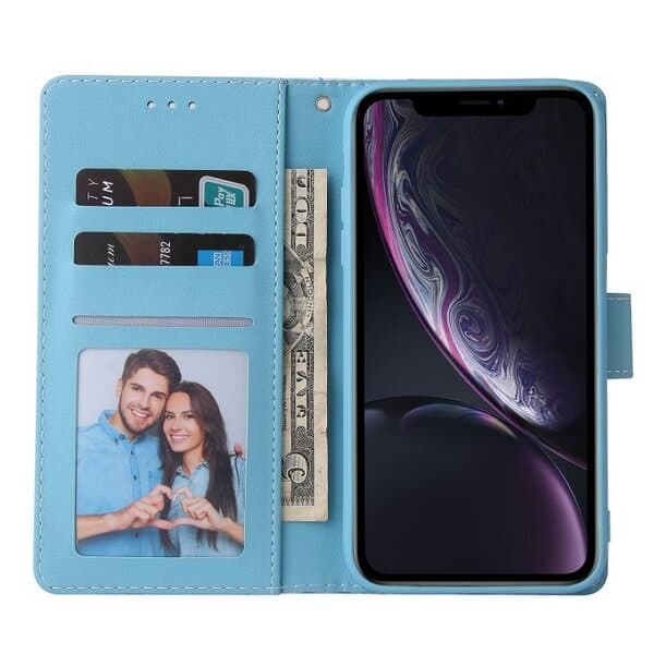 Fashion Design For Apple iPhone XR Case Marble Painting Pattern With Lanyard Flip Wallet Case Leather Card Slots Stand Cover (Blue Gilding)