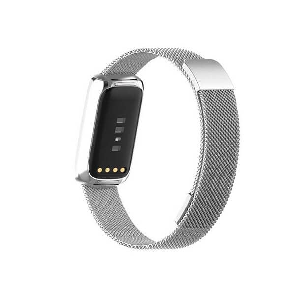 Fitbit Luxe Stainless Steel Milanese Wristband Adjustable Smart Watch Wrist Band Kit Loop Strap (Silver)