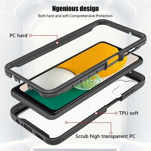 For 5G Samsung Galaxy A13 5G (Not for 4G) Military Grade Shockproof Clear Heavy Duty Case Bumper Drop Protection Tough Cover (Black)