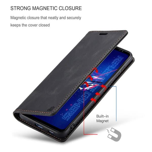 For ASUS Rog 6 Rog 6 Pro Case RFID Blocking Retro Flip Premium Leather Card Holder Wallet Cover - (Black)
