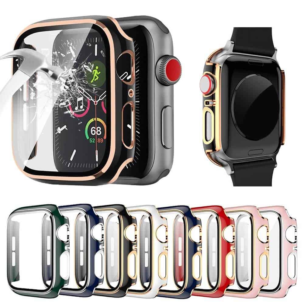 For Apple Watch 40 41 42 44 45mm Hard Case iWatch Gel Case With Built-In Screen Protector