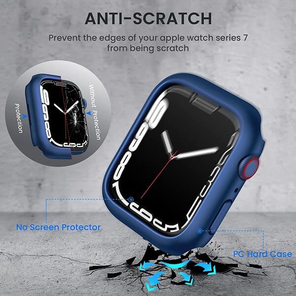 For Apple Watch Series 7 45mm Clear Gel Shockproof Protective Case Cover(Blue)