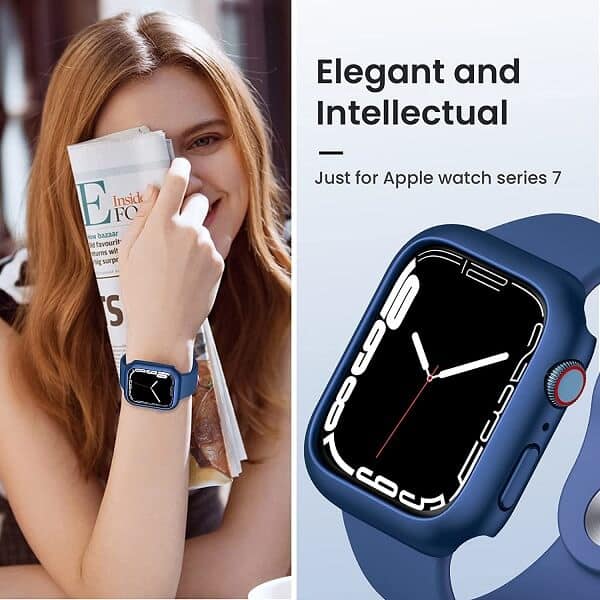 For Apple Watch Series 7 45mm Clear Gel Shockproof Protective Case Cover(Blue)