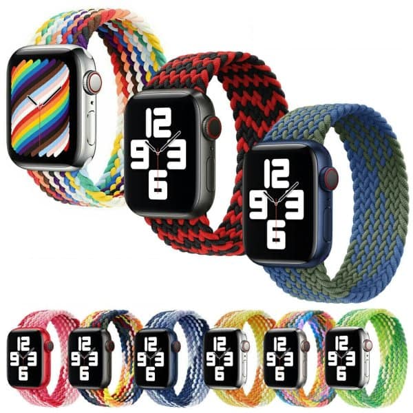For Apple iWatch Stretchy Braided Loop 38/ 40/ 41/ 42/ 44/ 45mm Nylon Fabric Strap Wristband