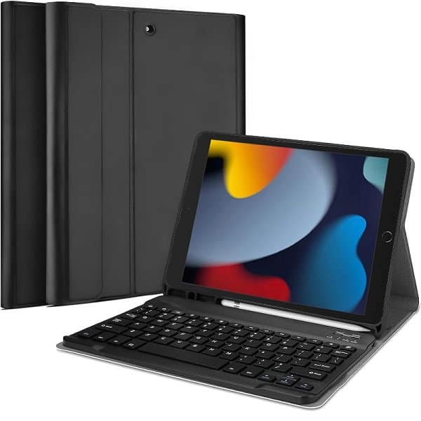 For Apple iPad 10.2 inch 9th Gen 20218th Gen 2020 7th Gen 2019 With Pencil Holder Detachable Wireless Bluetooth Keyboard Case, Folio Leather Cover7