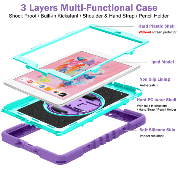 For Apple iPad 10th Gen 10.9 2022 Rotatable Military Grade Case Shockproof Multi-Layer Protective Kickstand Cover