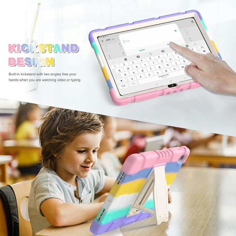 For Apple iPad 10th Gen 10.9 inch 2022 Hybrid Fancy Shockproof Heavy Duty Kickstand Case Cover ( Rainbow Stand )