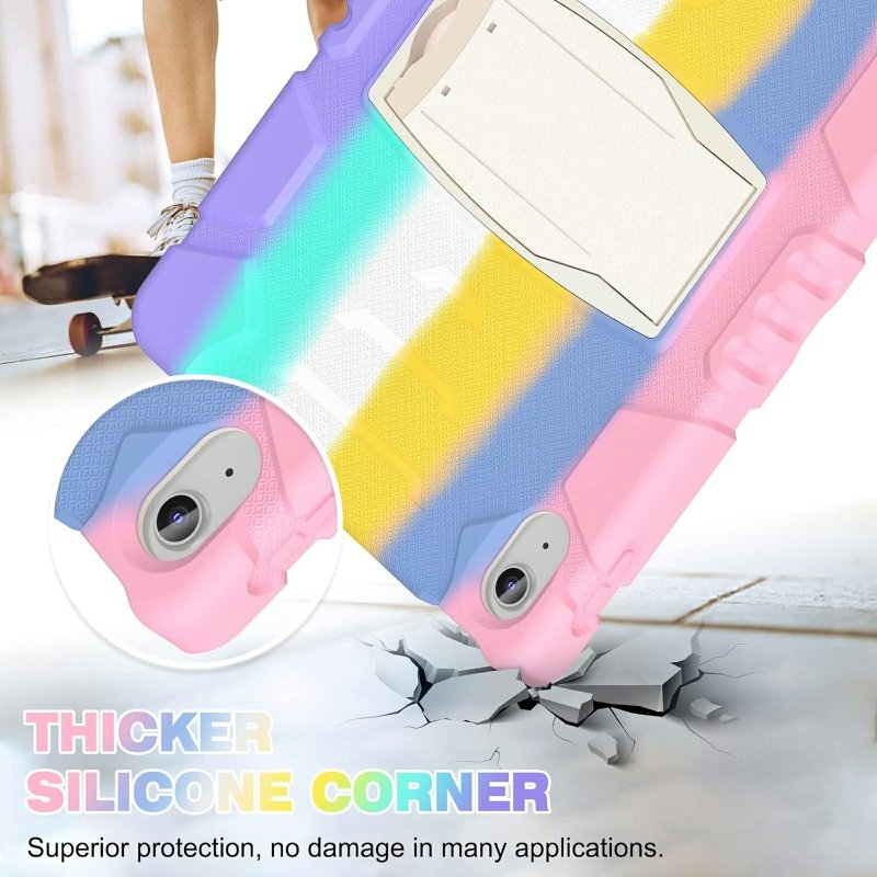 For Apple iPad 10th Gen 10.9 inch 2022 Hybrid Fancy Shockproof Heavy Duty Kickstand Case Cover ( Rainbow Stand )