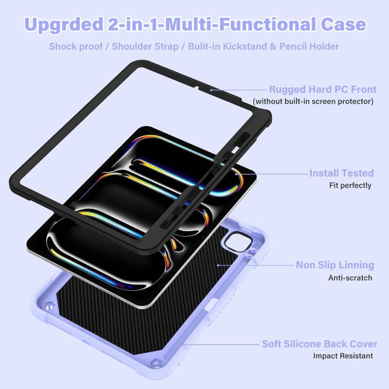 For Apple iPad Air 11 inch M2 2024 6th Generation, Butterfly Kickstand & Pencil Holder, Heavy Duty Shockproof Case Cover for Kids, Girls