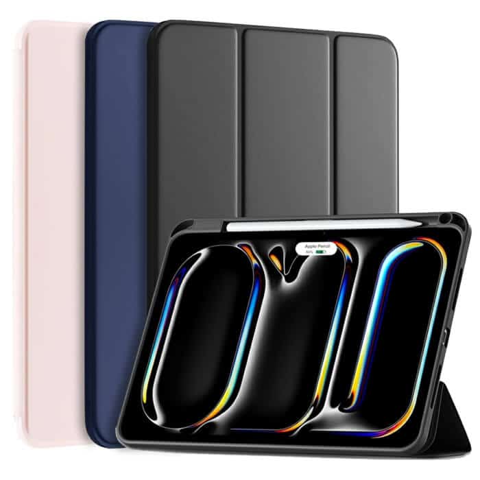For Apple iPad Pro 11 (2024) Pencil Holder Case, Folio Leather Stand Smart Cover