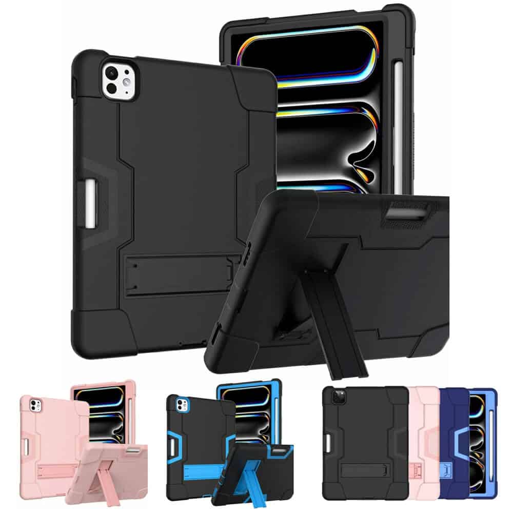 For Apple iPad Pro 13 2024 Hybrid Fancy Shockproof Heavy Duty Kickstand Case Cover