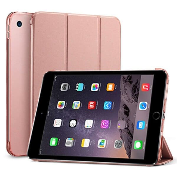 For Apple iPad mini 12345 Folio Smart Leather Magnetic Stand Case Cover (Rose Gold)