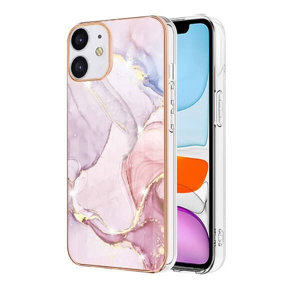 For Apple iPhone 11 Case Hard back Marble Pattern Slim Design Enhanced Camera and Screen Protection Girls and Women Cover (Rose Gold)