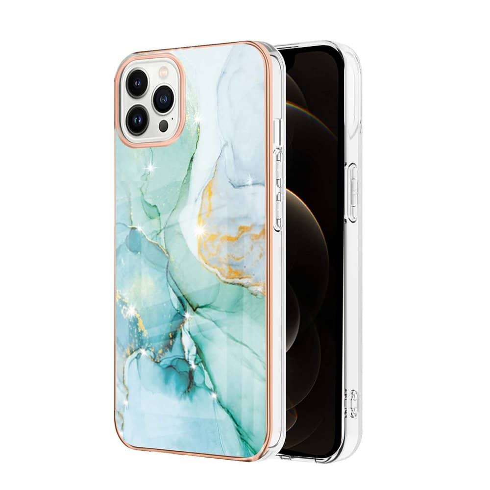 For Apple iPhone 12 Pro Case Hard back Marble Pattern Slim Design Enhanced Camera and Screen Protection Girls and Women Cover (Green)