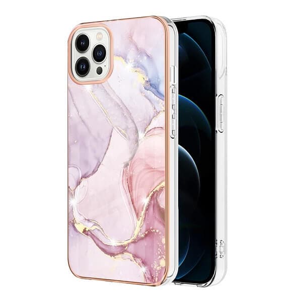 For Apple iPhone 12 Pro Max Case Hard back Marble Pattern Slim Design Enhanced Camera and Screen Protection Girls and Women Cover (Rose Gold)