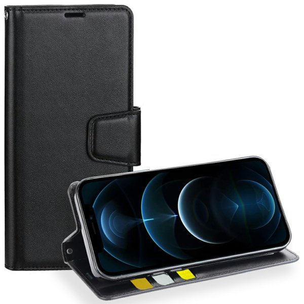 For Apple iPhone 12 Pro Max Hanman Wallet Case Flip Leather Card Slots Magnetic Stand Cover