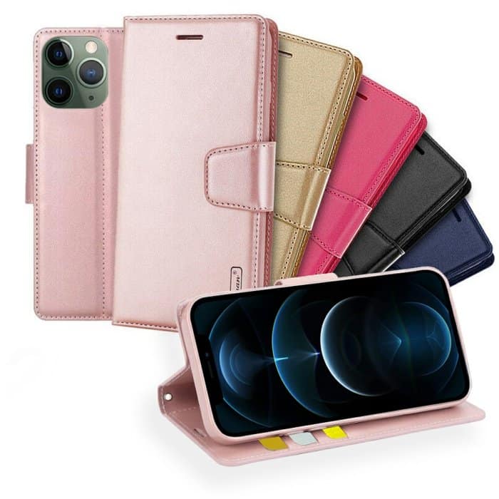 For Apple iPhone 12 Pro Max Hanman Wallet Case Flip Leather Card Slots Magnetic Stand Cover