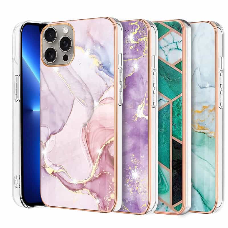 For Apple iPhone 13, 13 Pro, 13 Pro Max Case Hard back Marble Pattern Slim Design Camera and Screen Protection Girls Women Cover