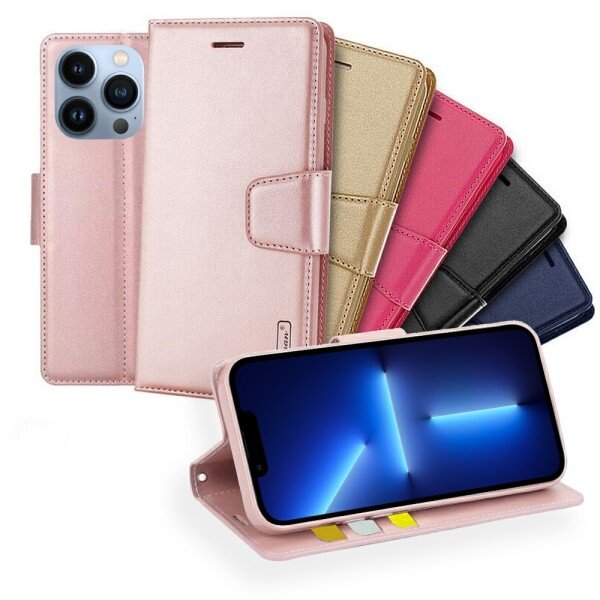 For Apple iPhone 13 Pro Hanman Wallet Case Flip Leather Card Slots Magnetic Stand Cover