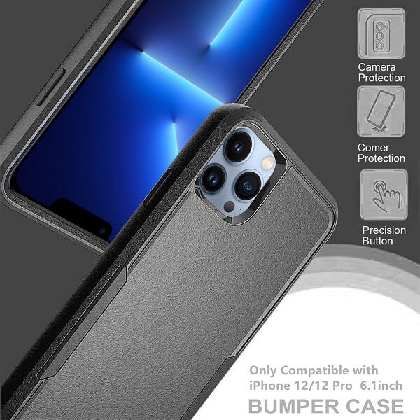 For Apple iPhone 13 Pro Max 3in1 Case Drop Resistant Defender Tradies Hybrid Armor Heavy Duty Rugged Shockproof Tough Cover (Black)