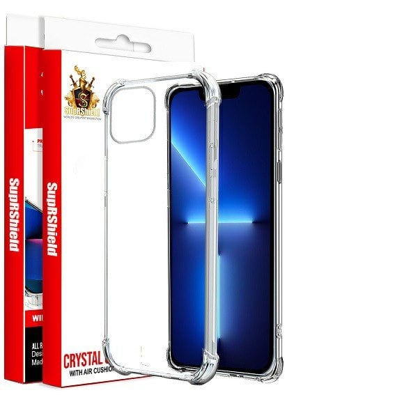 For Apple iPhone 13 Pro SupRShield Clear Case Shockproof Tough Gel Transparent Air Cushion Heavy Duty Phone Back Cover (Crystal Clear)