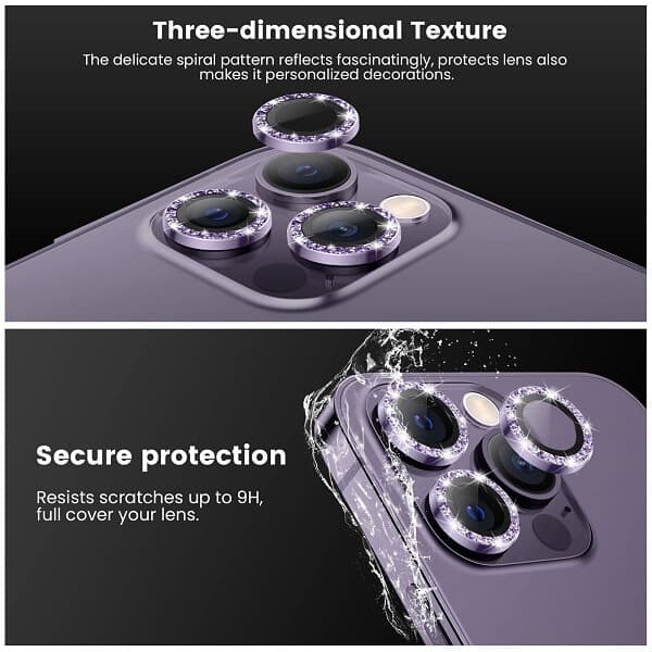 For Apple iPhone 131415Pro Max14 15 Plus Metal Camera Lens Glitter Cover Glass Protector