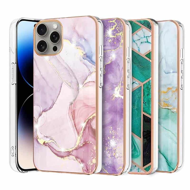 For Apple iPhone 14, 14 Plus, 14 Pro, 14 Pro Max Case Hard back Marble Pattern Slim Design Camera and Screen Protection Girls Women Cover