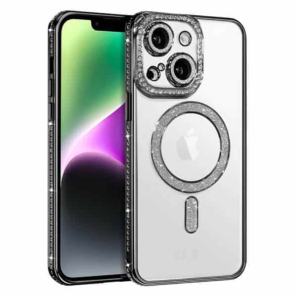 For Apple iPhone 16/15/14/12/11 Pro Max Plus Case, MagSafe Magnetic Diamond Rhinestone Glitter Crystal Bling Camera Lens Protector Shockproof Cover
