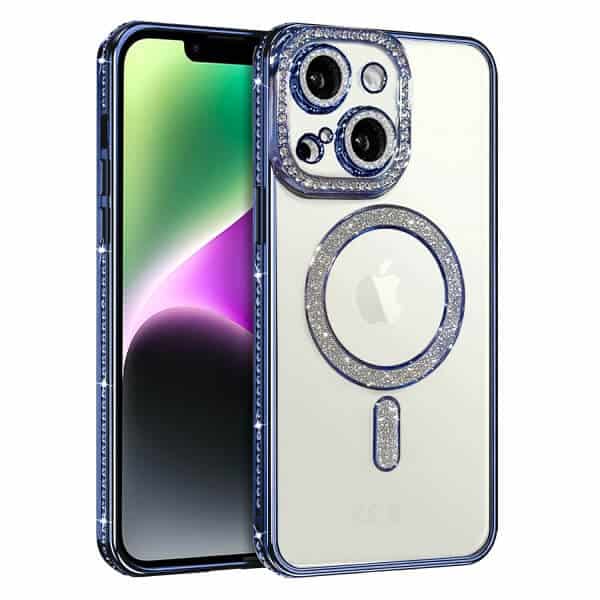 For Apple iPhone 16/15/14/12/11 Pro Max Plus Case, MagSafe Magnetic Diamond Rhinestone Glitter Crystal Bling Camera Lens Protector Shockproof Cover