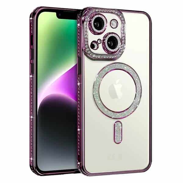For Apple iPhone 16/15/14/12/11 Pro Max Plus Case, MagSafe Magnetic Diamond Rhinestone Glitter Crystal Bling Camera Lens Protector Shockproof Cover