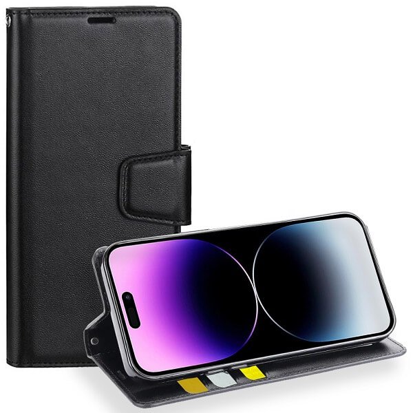 For Apple iPhone 14 Pro Max Hanman Wallet Case Flip Leather Card Slots Magnetic Stand Cover
