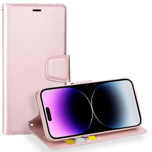 For Apple iPhone 14 Pro Max Hanman Wallet Case Flip Leather Card Slots Magnetic Stand Cover