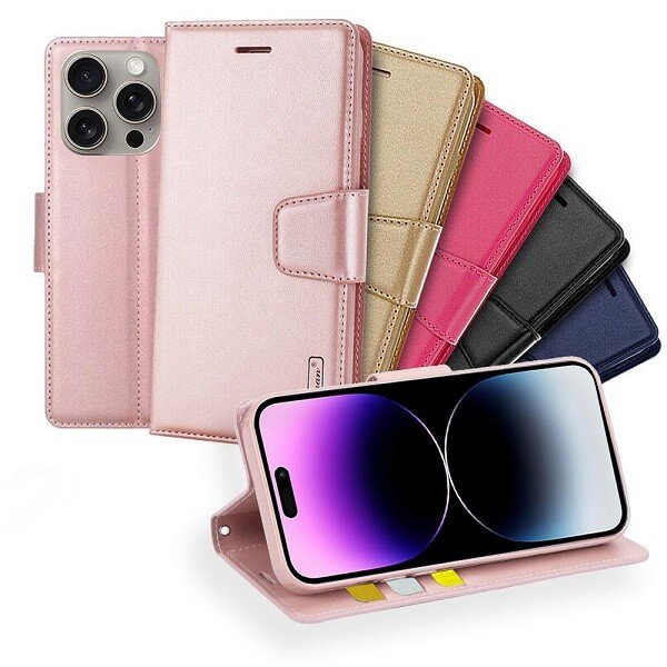 For Apple iPhone 14 Pro Max Hanman Wallet Case Flip Leather Card Slots Magnetic Stand Cover