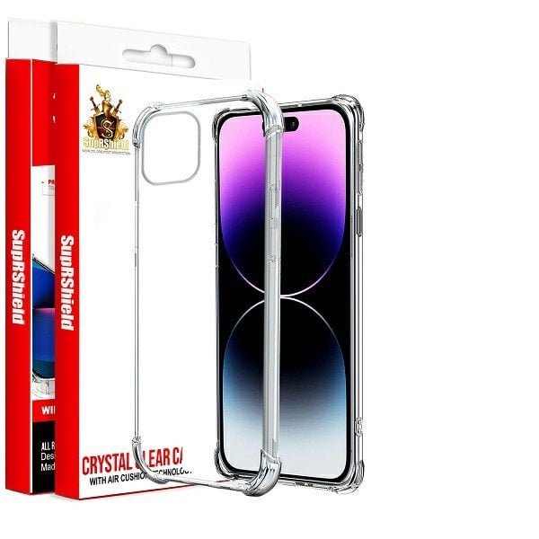 For Apple iPhone 14 Pro Max SupRShield Clear Case Shockproof Tough Gel Transparent Air Cushion Heavy Duty Phone Back Cover (Crystal Clear)