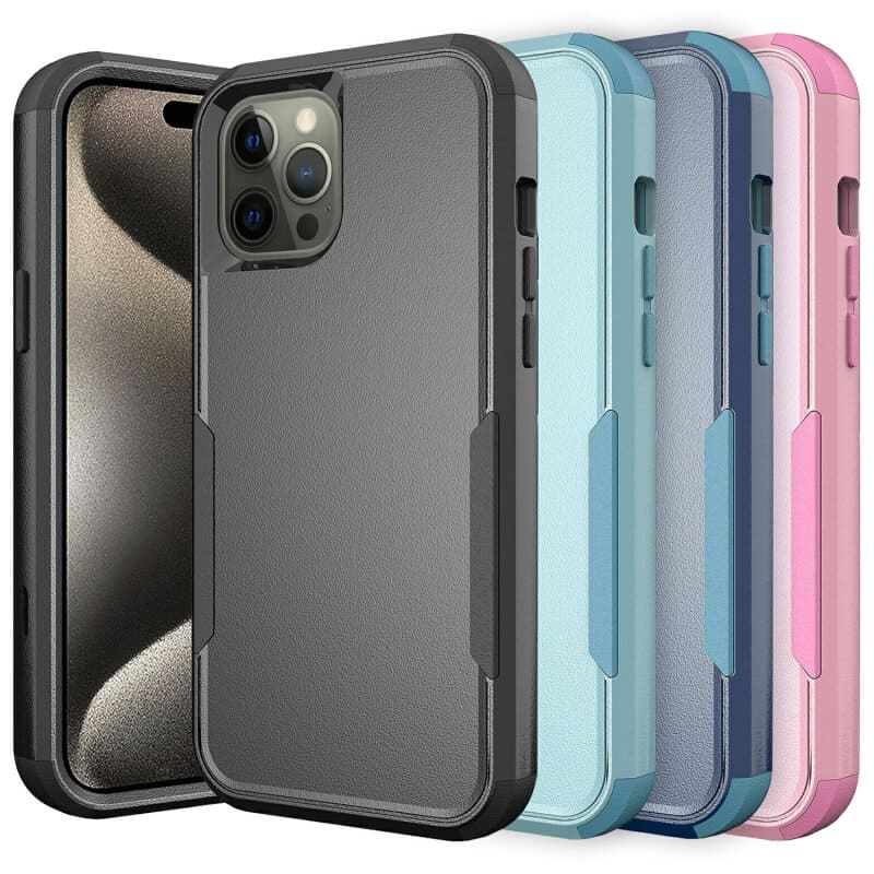 For Apple iPhone 15, 15 Plus, 15 Pro, 15 Pro Max 3in1 Case Drop Resistant Defender Symmetry Tradies Hybrid Armor Heavy Duty Rugged Shockproof Tough Cover