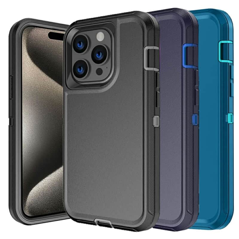 For Apple iPhone 15, 15 Plus, 15 Pro, 15 Pro Max Case Drop Resistant Defender Tradies Heavy Duty Rugged Shockproof Tough Cover