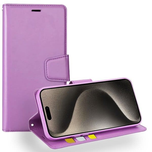 For Apple iPhone 15 Pro Max Hanman Wallet Case Flip Leather Card Slots Magnetic Stand Cover