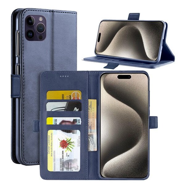 For Apple iPhone 15 Pro Max Wallet Case Flip Leather Card Slots Magnetic Stand Cover